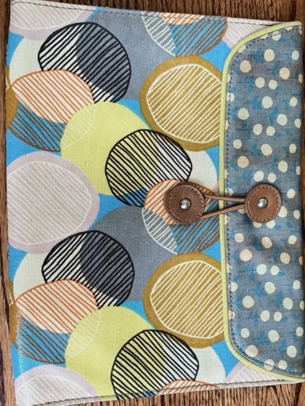 Vintage Fossil Key-Per Floral Geometric Travel Coated Canvas Cosmetic Bag Pouch
